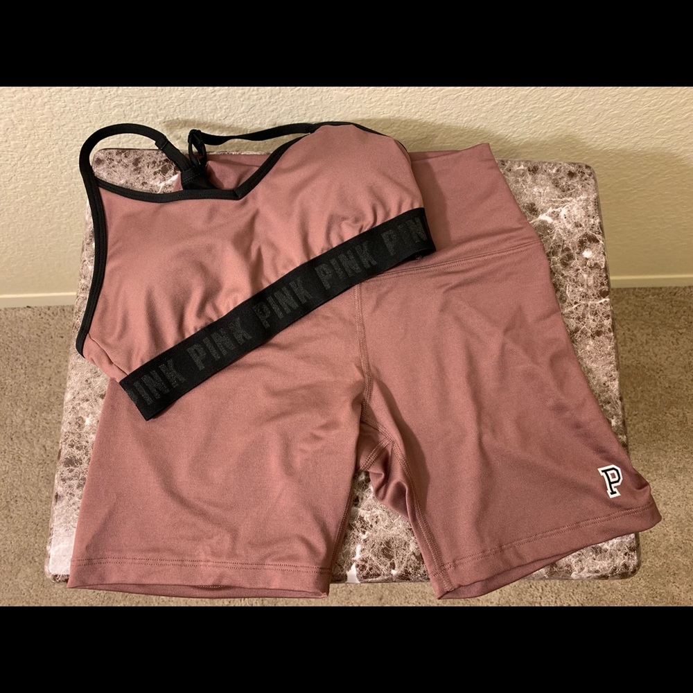 Pink High Waist Bike Shorts W/ Matching Bra